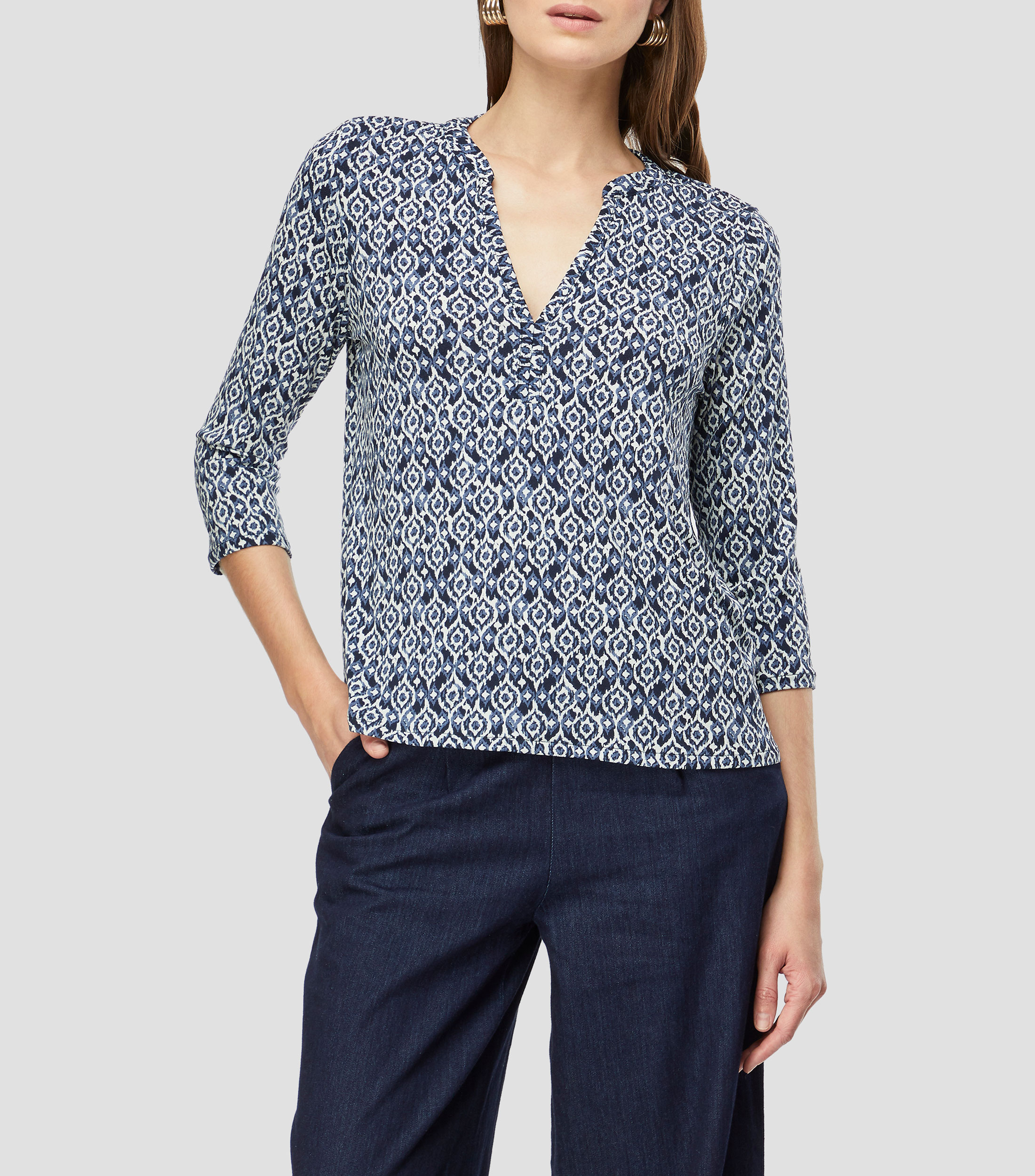 Blusa estampada manga 3/4 Mujer